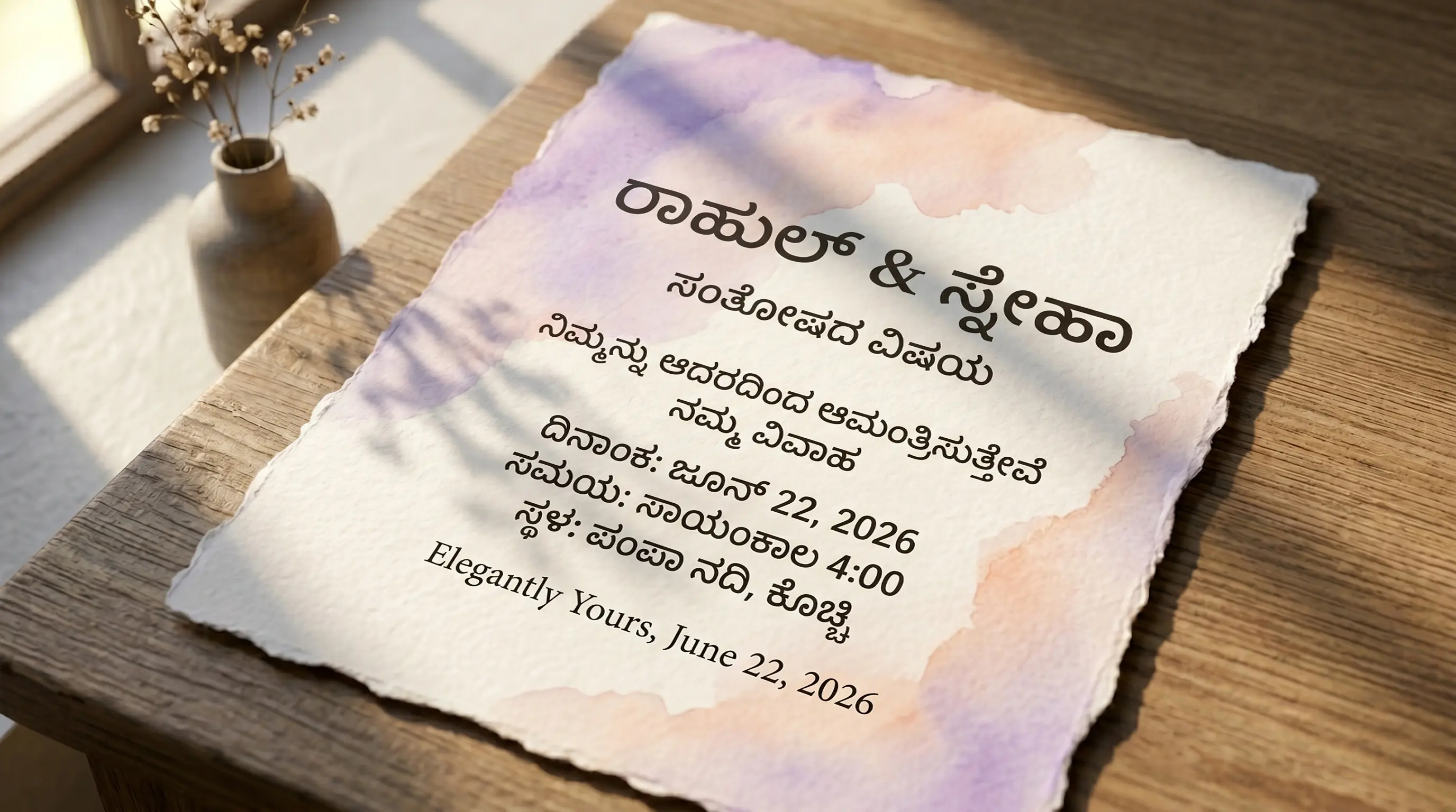Kannada font generator calligraphy text specimen banner showing multiple fonts