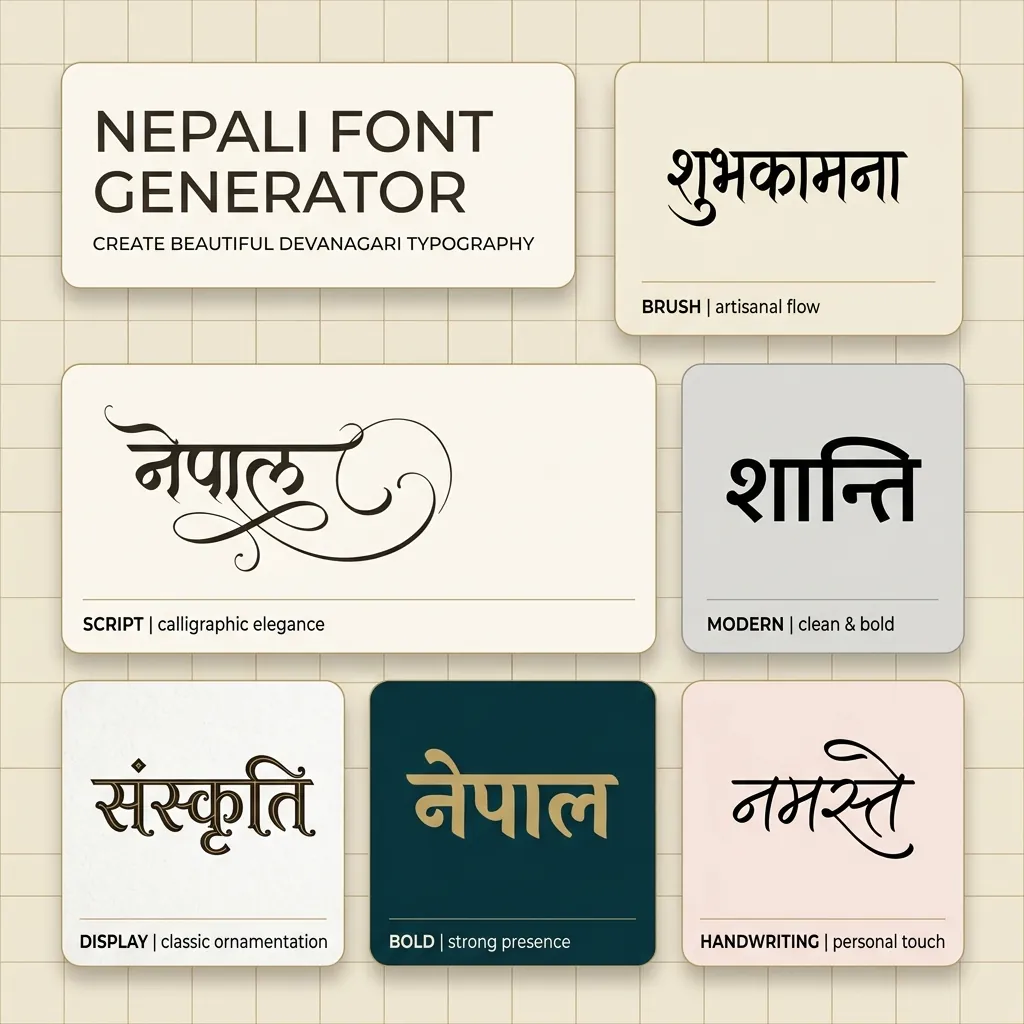 Nepali font style generator custom calligraphy text preview with multiple fonts