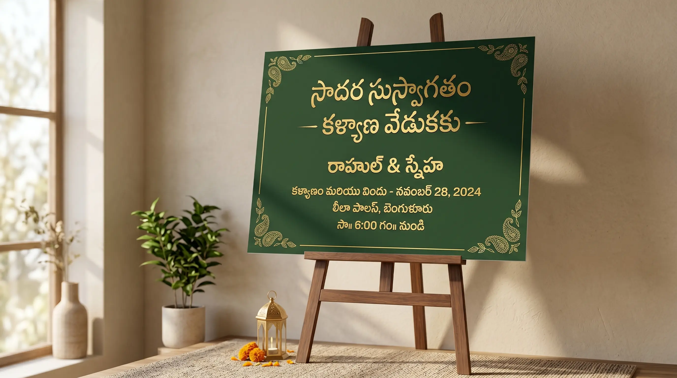Telugu font style generator text specimen banner displaying multiple calligraphy and handwriting fonts
