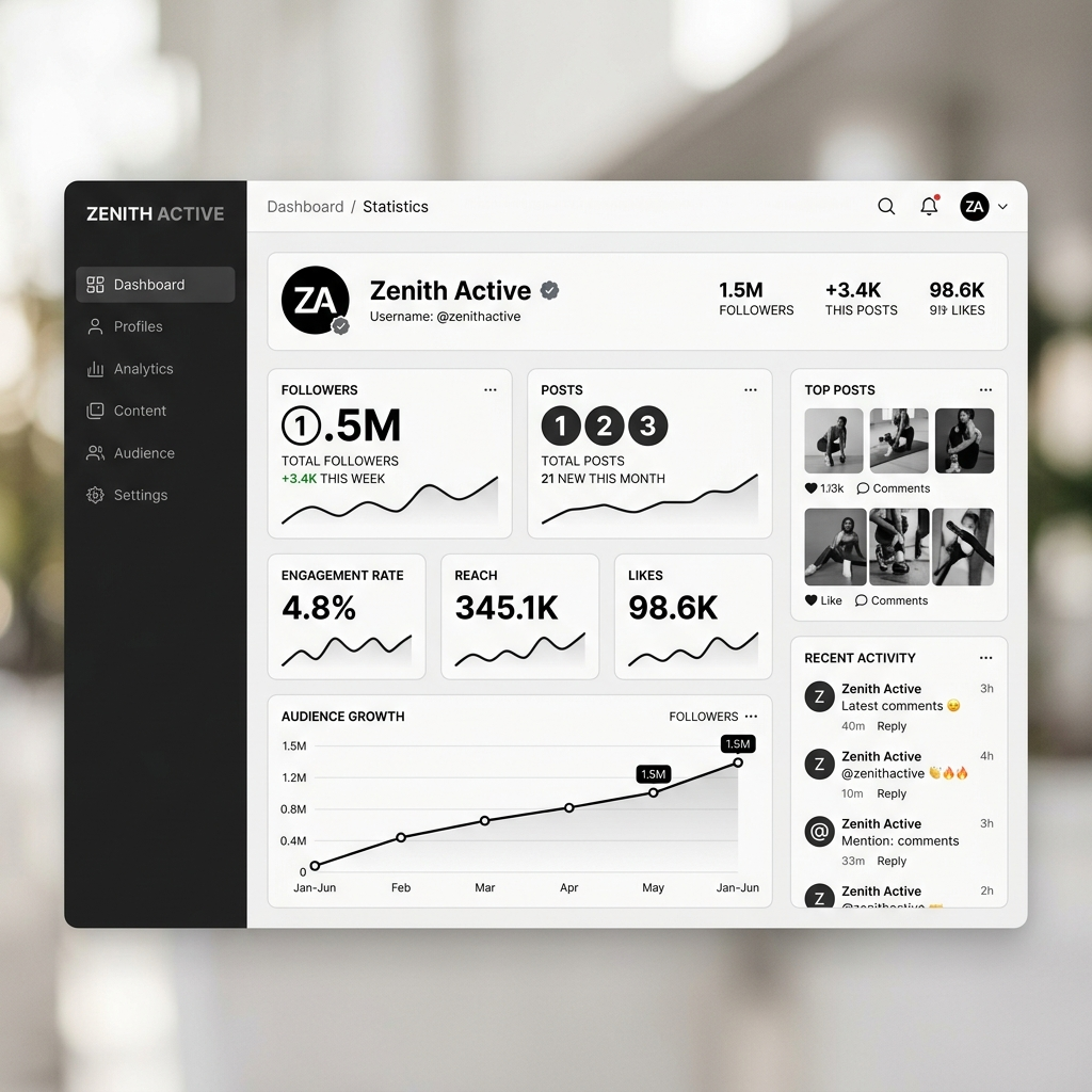 Social Media Stats Panel Styled with Circled and Bold Numbers